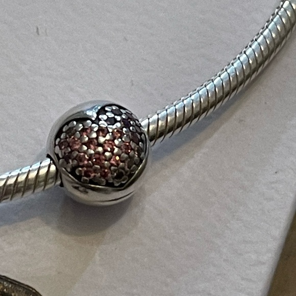 Authentic Pair of Pandora Love of My Life pink pave heart clip charms - Picture 4 of 8